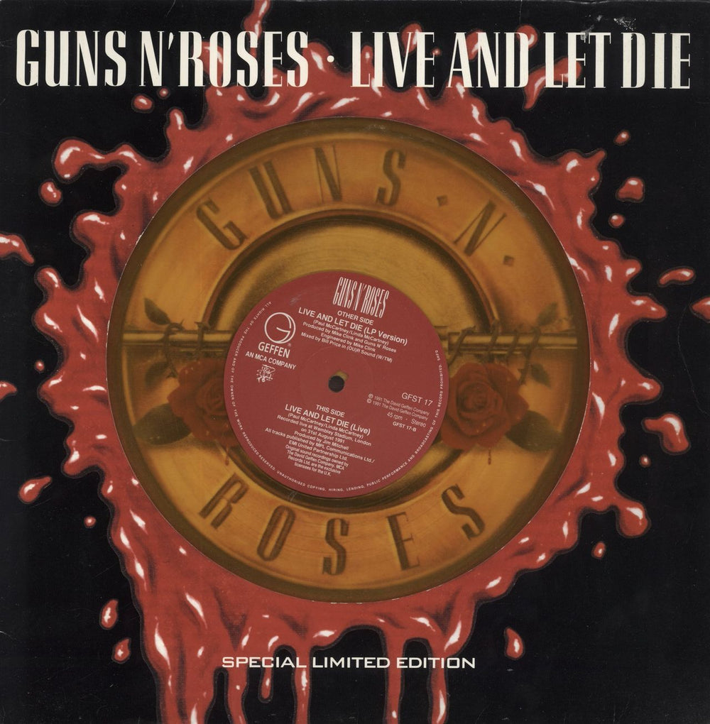 Guns N Roses Live And Let Die - Orange Vinyl - EX UK 12" vinyl single (12 inch record / Maxi-single) GFST17