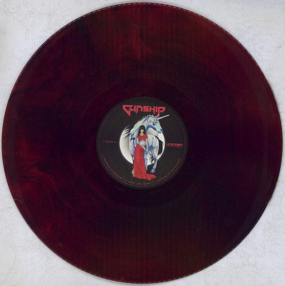 Gunship Unicorn - Red and Black Marble Vinyl UK 2-LP vinyl record set (Double LP Album) 4V62LUN844260