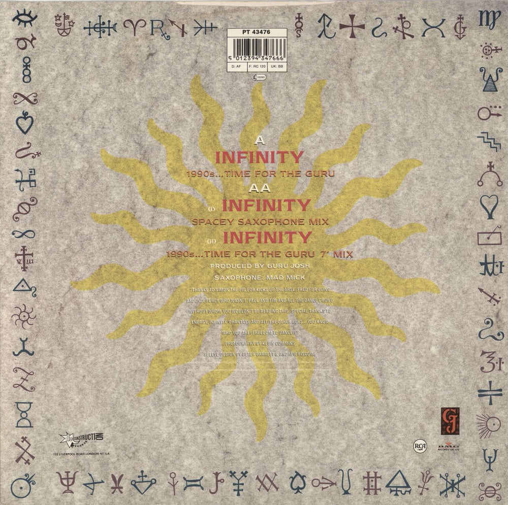 Guru Josh Infinity (1990's...Time For The Guru) UK 12" vinyl single (12 inch record / Maxi-single) 5012394347666