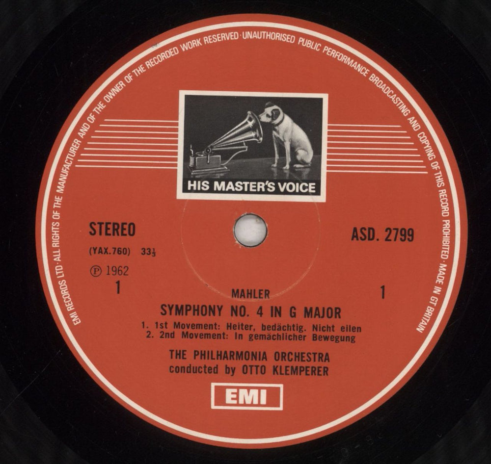 Gustav Mahler Symphony No. 4 UK vinyl LP album (LP record) M22LPSY758450