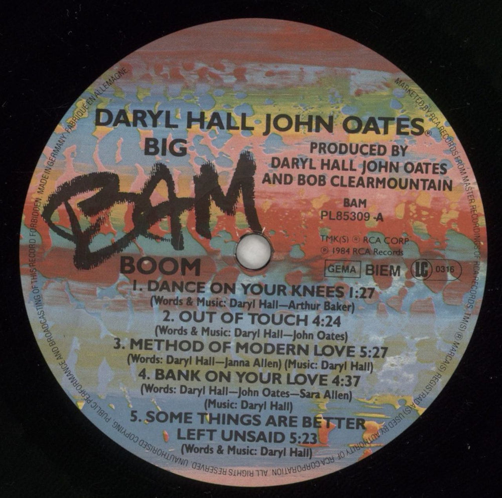 Hall & Oates Big Bam Boom German vinyl LP album (LP record) HNOLPBI245805