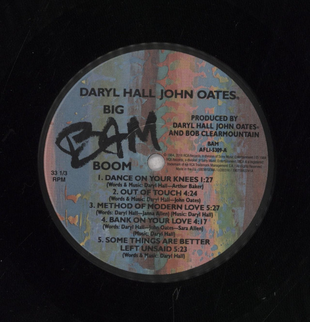 Hall & Oates Big Bam Boom UK vinyl LP album (LP record) 190759837412