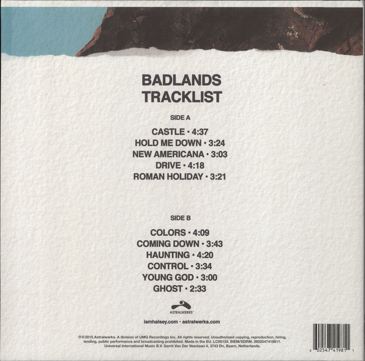 Badlands by Halsey UK outlet blue pressing