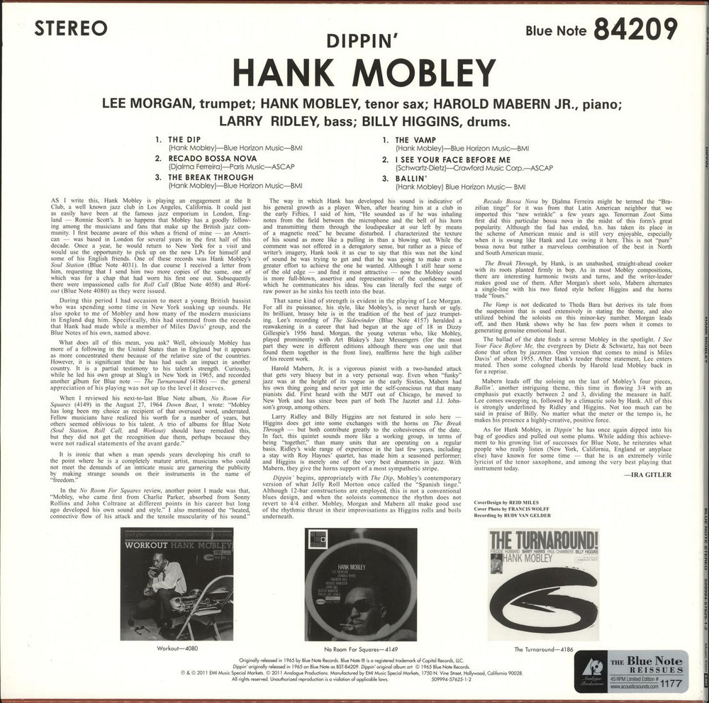 Hank Mobley Dippin' - 45RPM 180 Gram - Numbered US 2-LP vinyl record set (Double LP Album) HMO2LDI728383