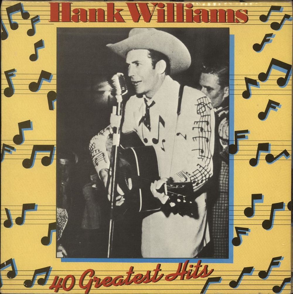 Hank Williams 40 Greatest Hits - yellow label UK 2-LP vinyl record set (Double LP Album) 2683071