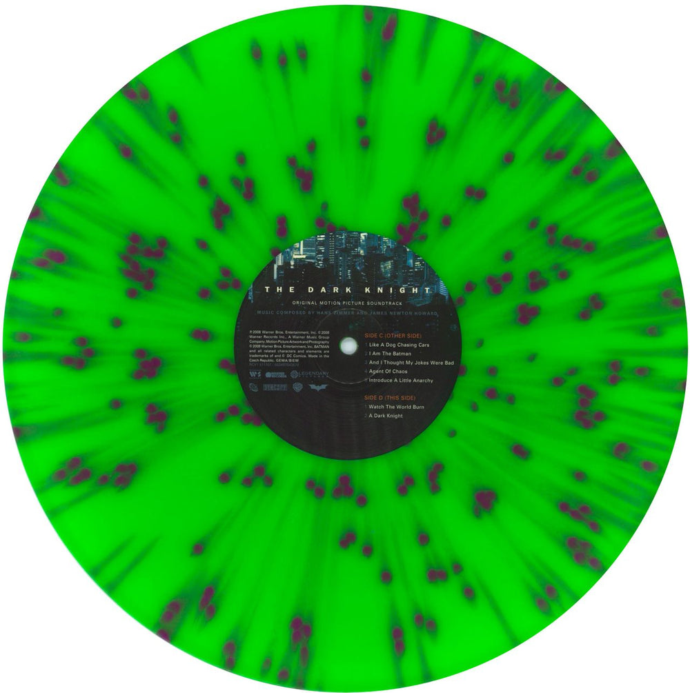 Hans Zimmer The Dark Knight (Original Motion Picture Soundtrack) - Neon Green & Violet Splattered Vinyl UK 2-LP vinyl record set (Double LP Album)