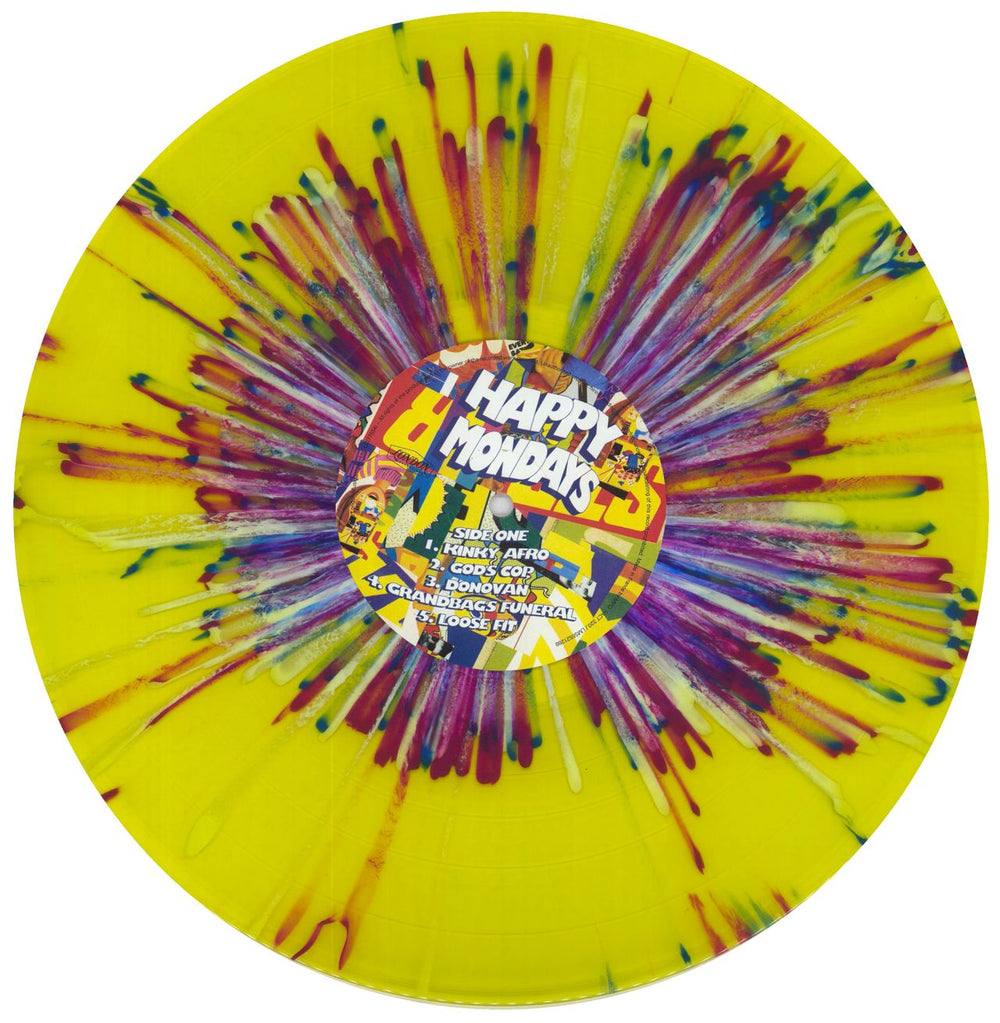 Happy Mondays Pills 'N' Thrills And Bellyaches - Yellow Splattered Vinyl UK vinyl LP album (LP record) HAPLPPI830965