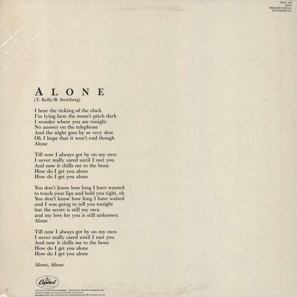 Heart Alone - Shrink Brazilian Promo 12" vinyl single (12 inch record / Maxi-single)