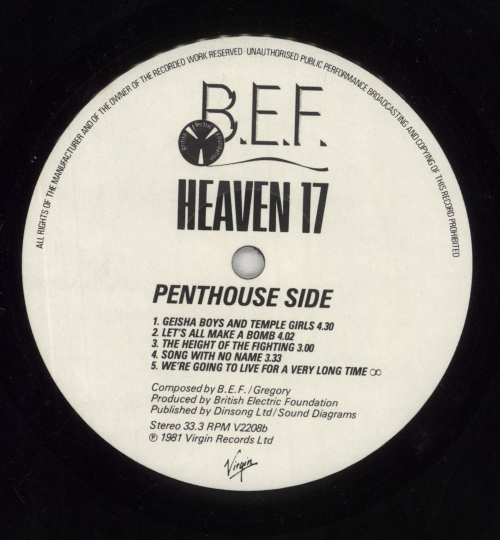 Heaven 17 Penthouse And Pavement + Inner UK vinyl LP album (LP record) H17LPPE92788