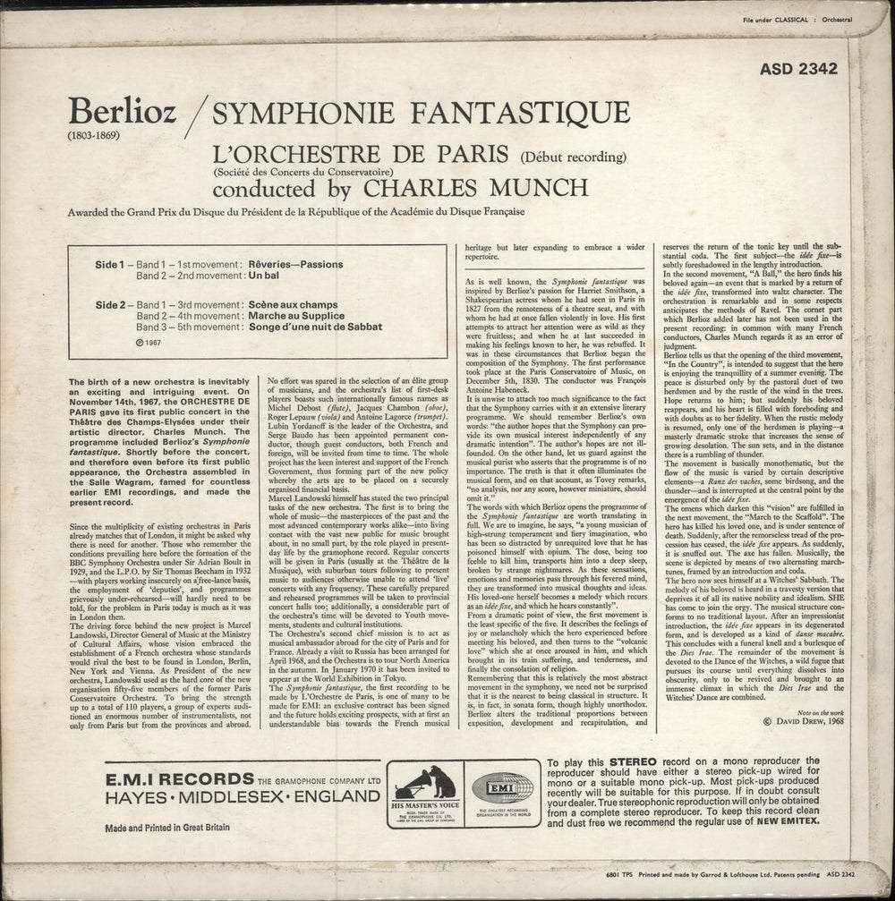 Hector Berlioz Symphonie Fantastique - EX UK vinyl LP album (LP record) B76LPSY786428