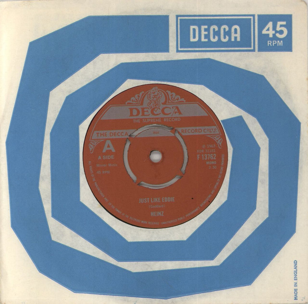 Heinz Just Like Eddie UK 7" vinyl single (7 inch record / 45) F13762