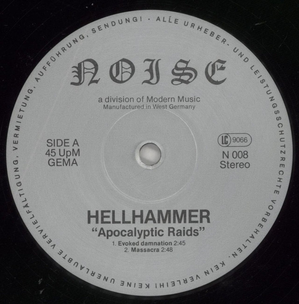 Hellhammer Apocalyptic Raids - 4th German vinyl LP album (LP record) 0EWLPAP860119