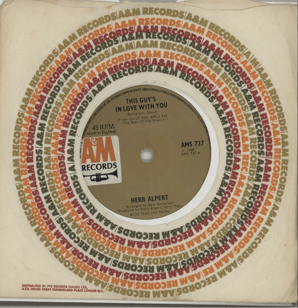 Herb Alpert This Guy's In Love With You - solid UK 7" vinyl single (7 inch record / 45) AMS727