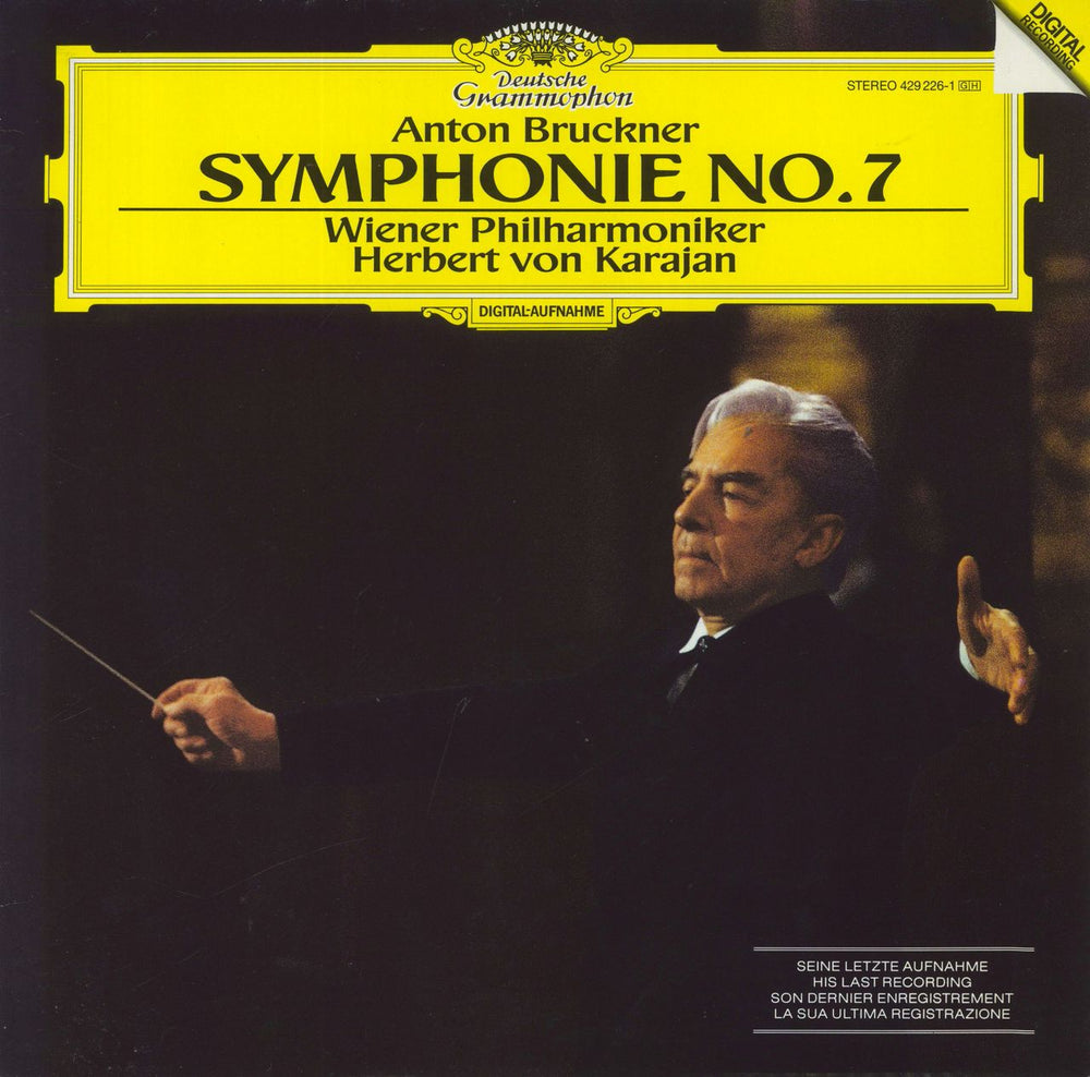 Herbert Von Karajan Anton Bruckner: Symphonie No. 7 German vinyl LP album (LP record) 429226-1