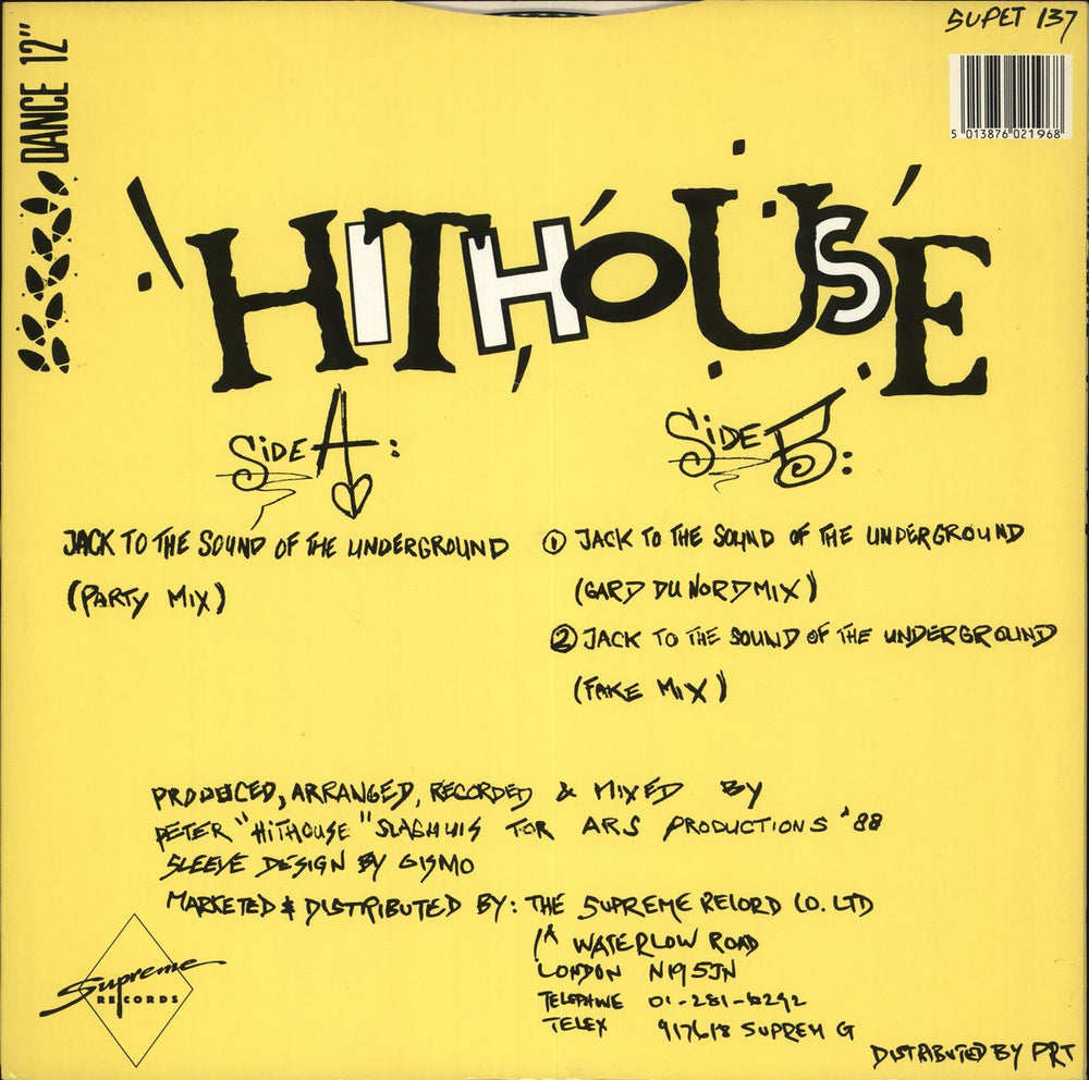 Hithouse Jack To The Sound Of The Underground UK 12" vinyl single (12 inch record / Maxi-single) 5013876021968