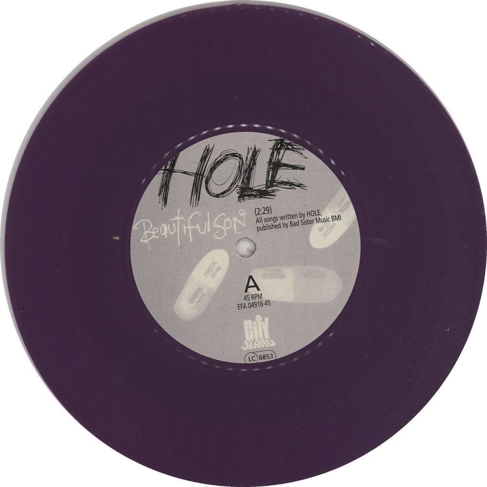 Hole Beautiful Son - Purple Vinyl + Kurt Sleeve UK 7" vinyl single (7 inch record / 45) HLE07BE62751