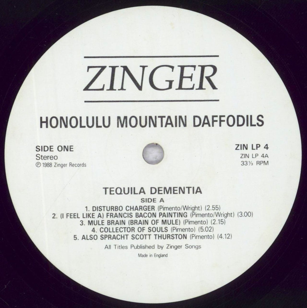 Honolulu Mountain Daffodils Tequila Dementia UK vinyl LP album (LP record) 7ZULPTE844333