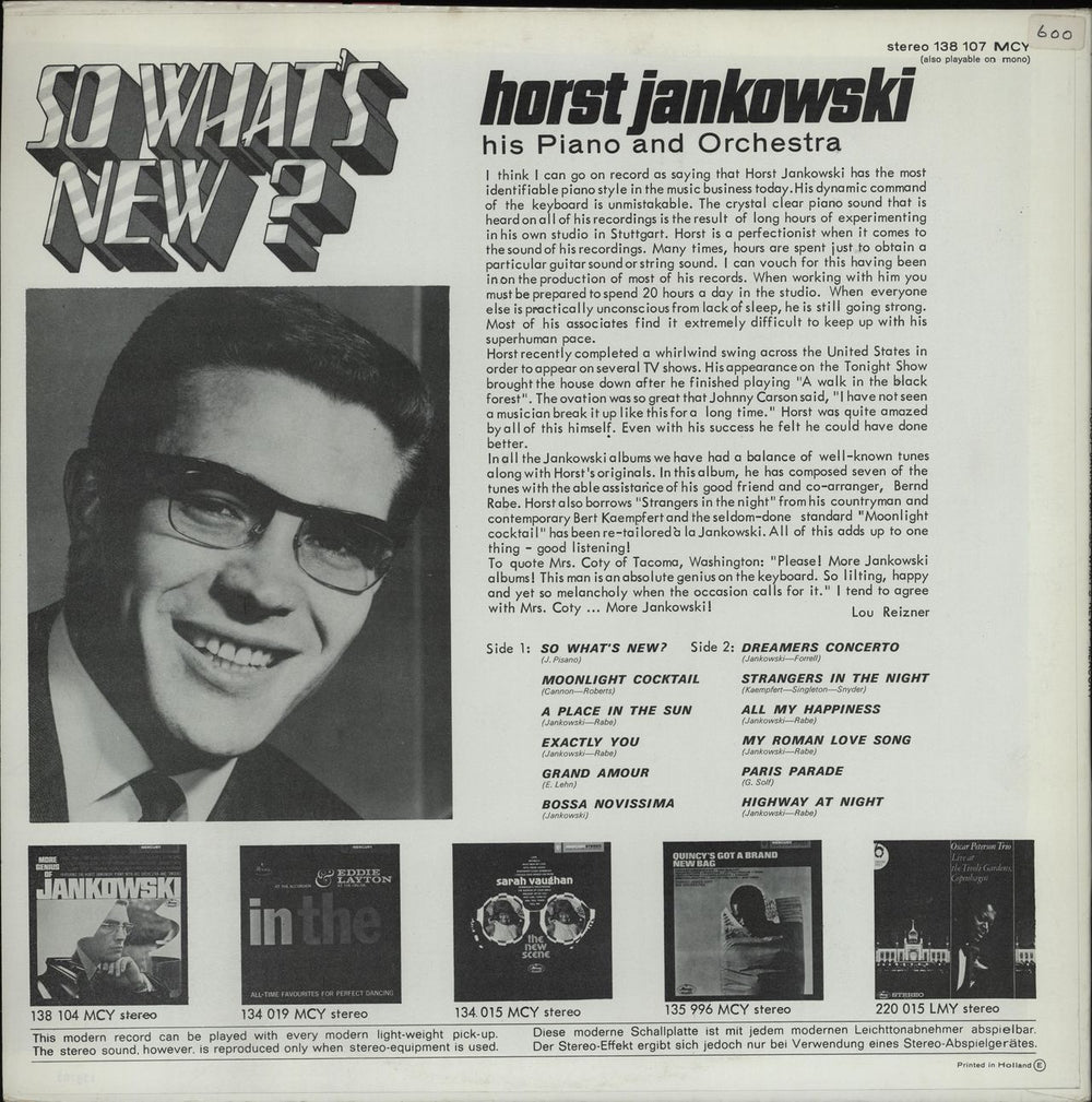 Horst Jankowski So What's New? Dutch vinyl LP album (LP record)