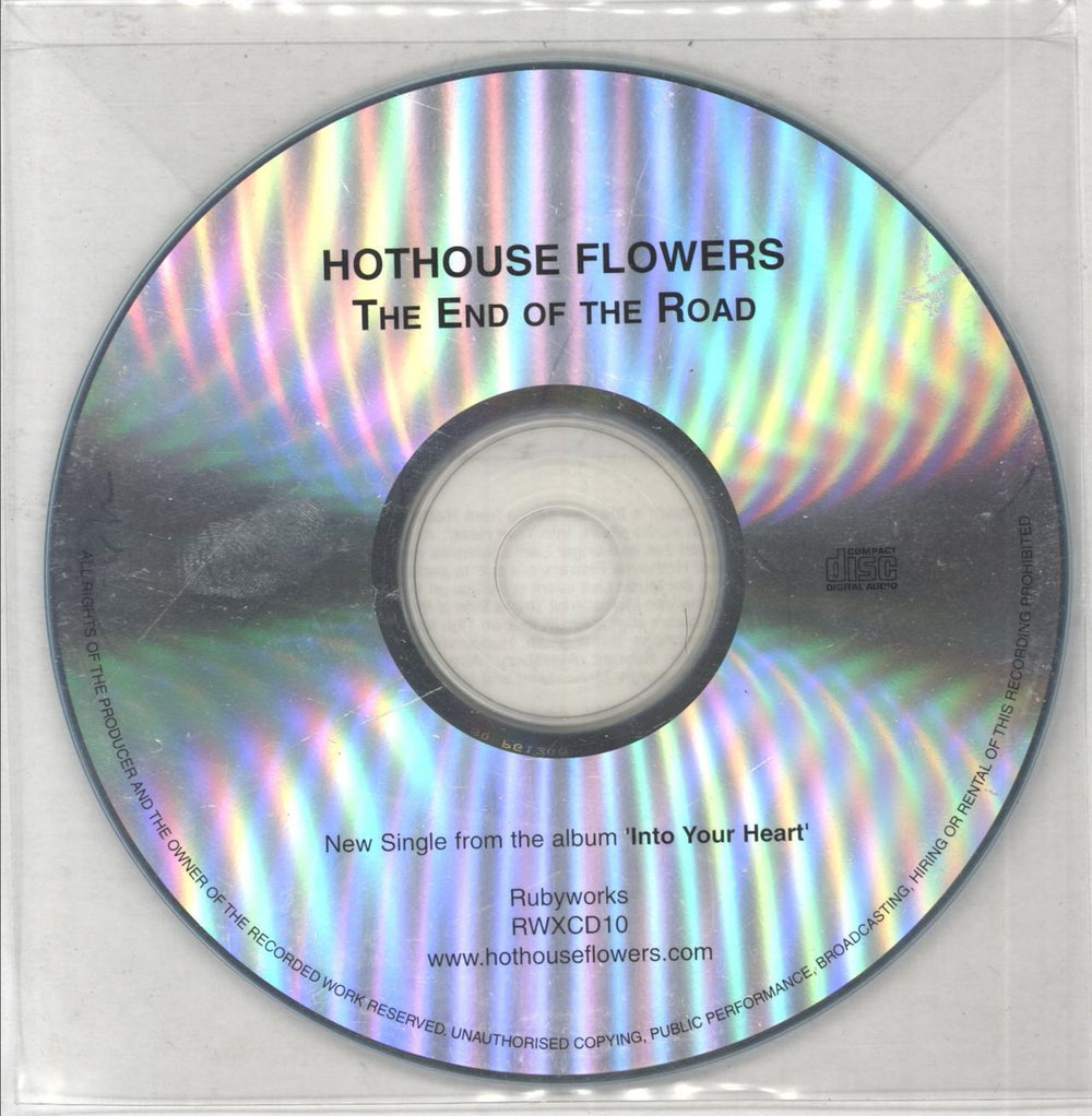 Hothouse Flowers The End Of The Road UK Promo CD-R acetate CD-R ACETATE