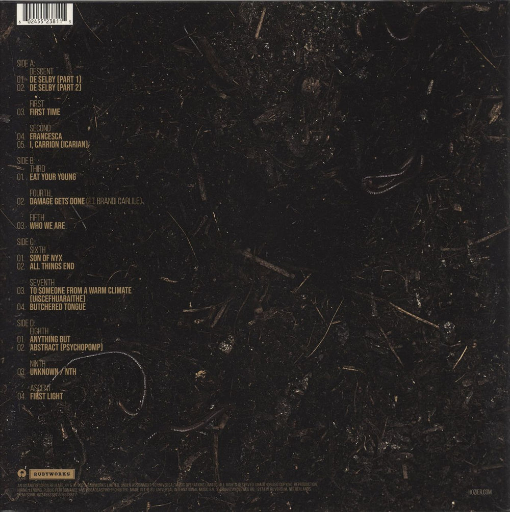 Hozier Unreal Unearth - Light Umber Vinyl - Assai Records UK 2-LP vinyl record set (Double LP Album) 602455238115