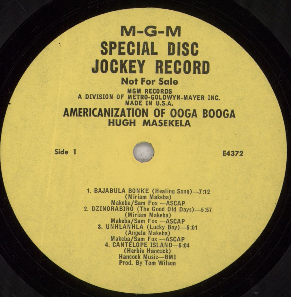 Hugh Masekela The Americanization of Ooga Booga - Yellow Promo Label US Promo vinyl LP album (LP record) HAXLPTH844109