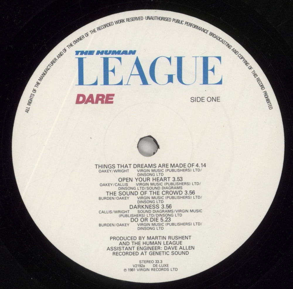 Human League Dare UK vinyl LP album (LP record) HUMLPDA745158