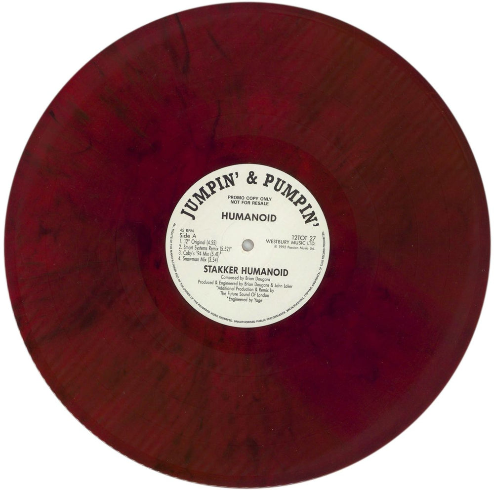 Humanoid Stakker Humanoid 92 - Red Marbled Vinyl UK 12" vinyl single (12 inch record / Maxi-single) 12TOT27