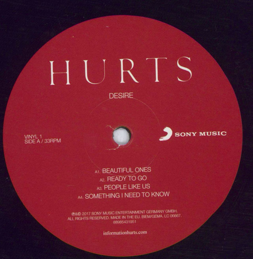 Hurts Desire UK 2-LP vinyl record set (Double LP Album) HV22LDE824152