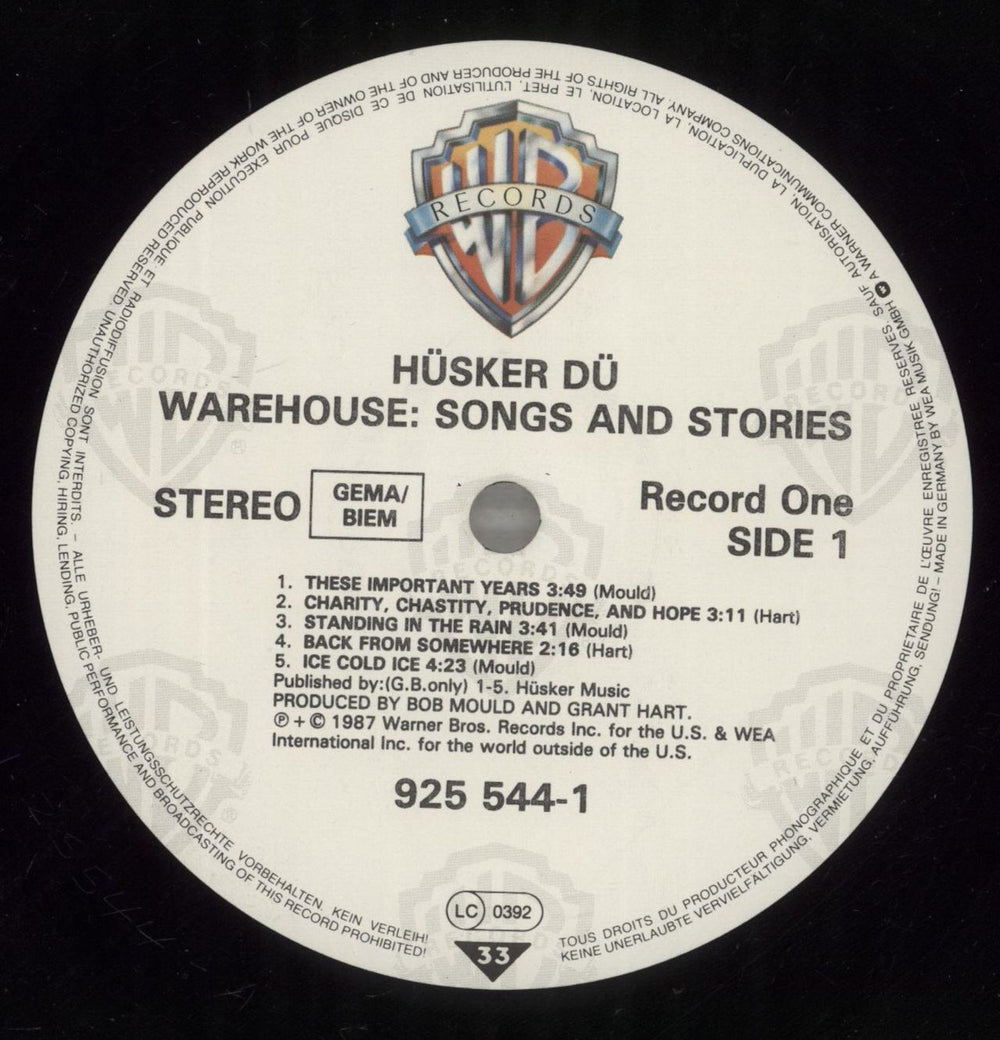 Husker Du Warehouse: Songs And Stories + Inners - EX German 2-LP vinyl record set (Double LP Album) HDU2LWA231053