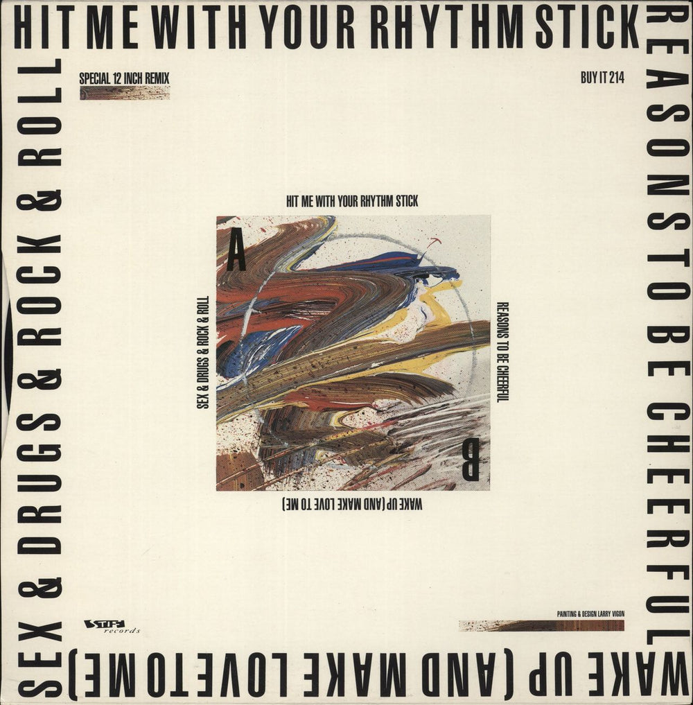 Ian Dury Hit Me With Your Rhythm Stick (Paul Hardcastle Remixes) UK 12" vinyl single (12 inch record / Maxi-single)