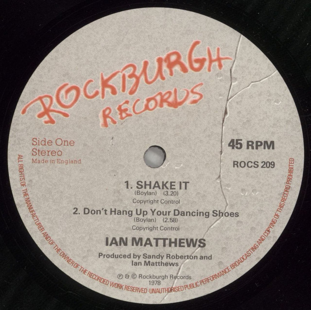 Ian Matthews Shake It UK 12" vinyl single (12 inch record / Maxi-single) IAM12SH227042