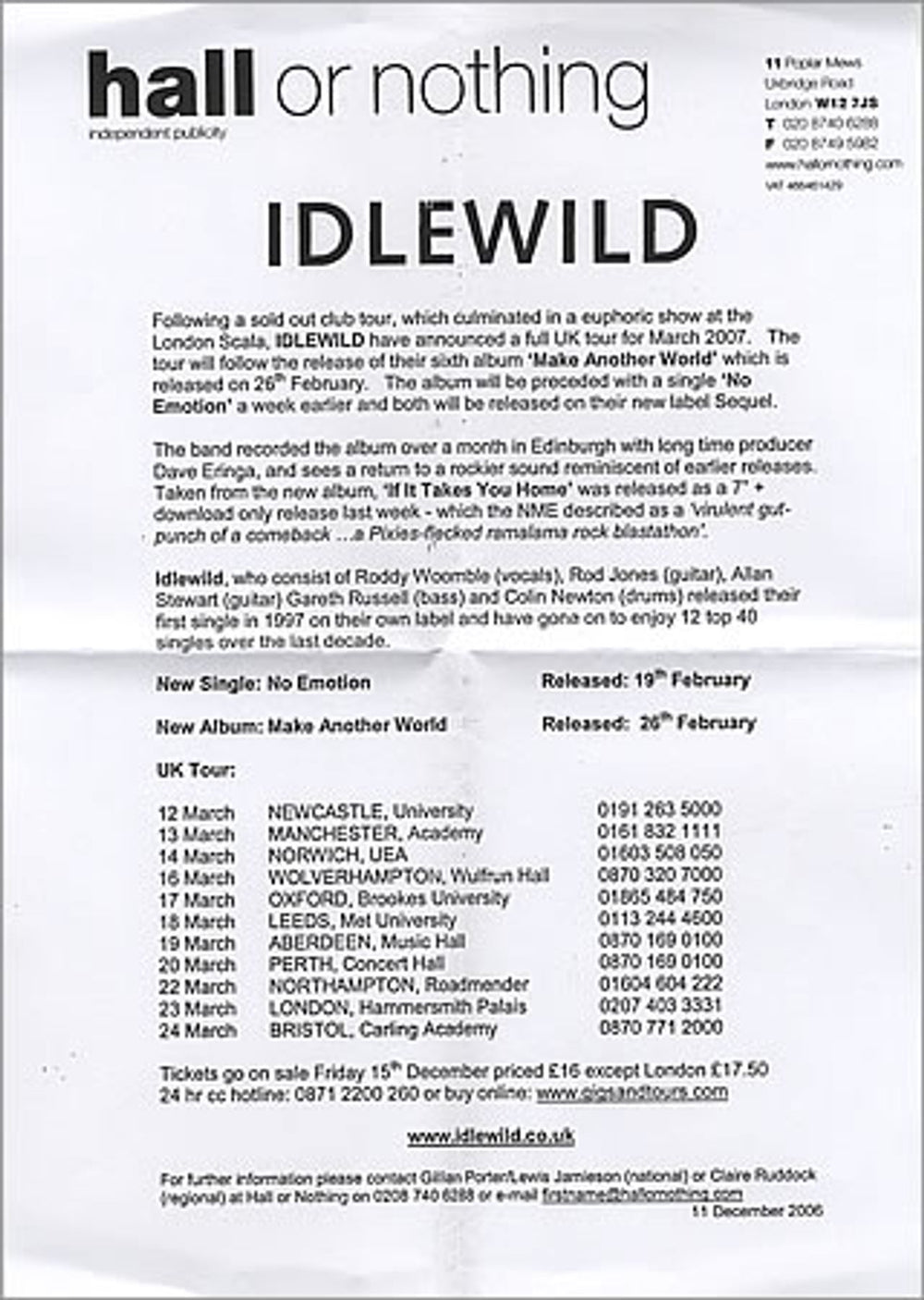 Idlewild No Emotion UK Promo CD single (CD5 / 5") IDWC5NO394218