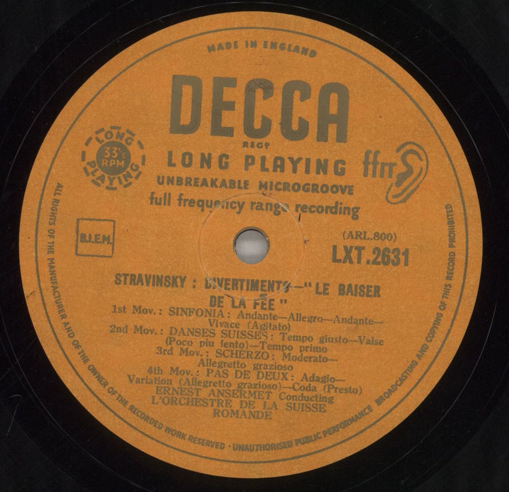 Igor Stravinsky Stravinsky: Divertimento - "Le Baiser De La Fée" / Petite Symphonie Concertante UK vinyl LP album (LP record) S0ULPST862070
