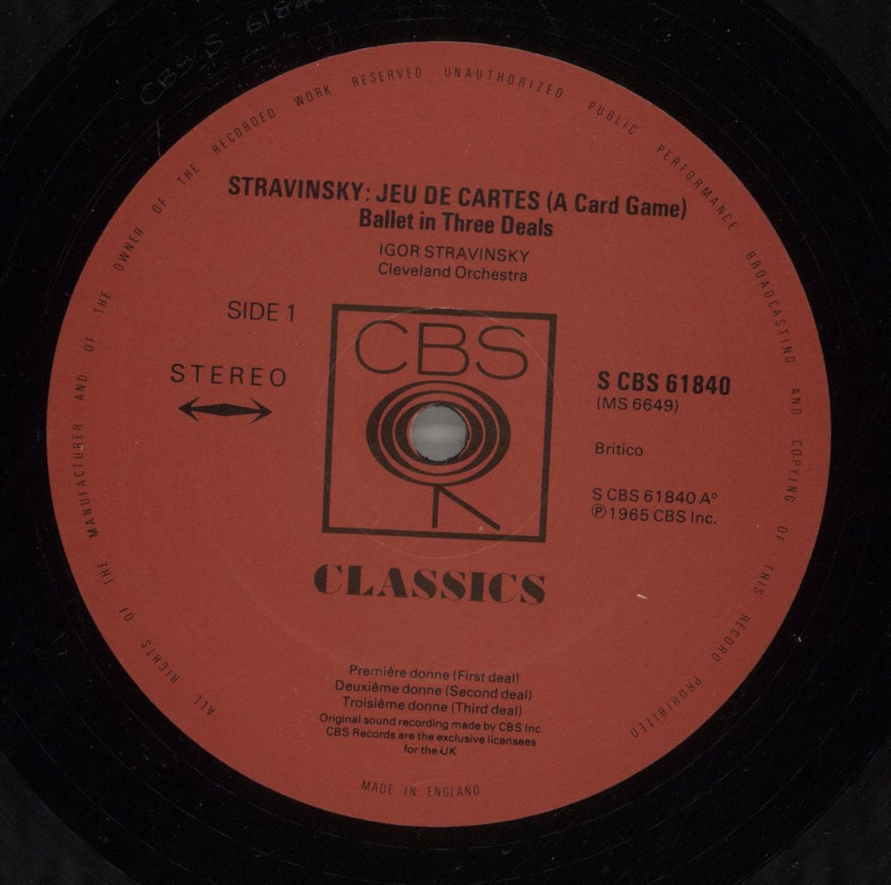 Igor Stravinsky Stravinsky: Jeu De Cartes (A Card Game) - Scenes De Ballet / Tchaikovsky: Bluebird-Pas De Deux UK vinyl LP album (LP record) S0ULPST879908