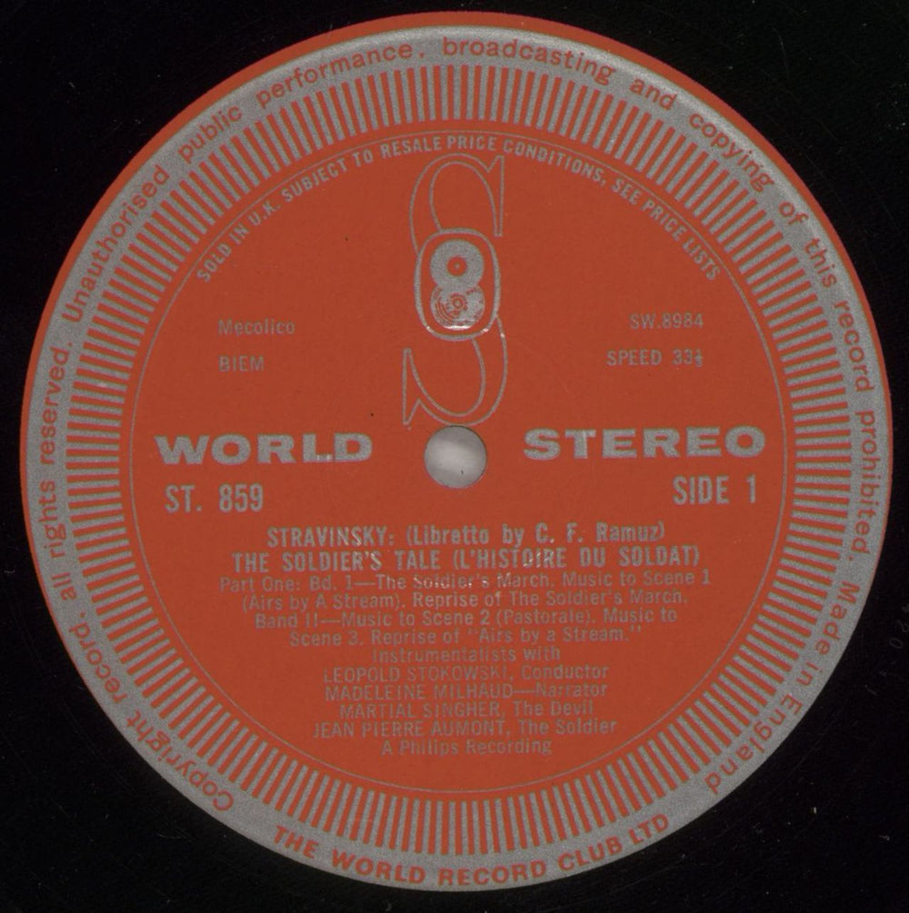 Igor Stravinsky Stravinsky: The Soldier's Tale (L'Histoire Du Soldat) UK vinyl LP album (LP record) S0ULPST880171