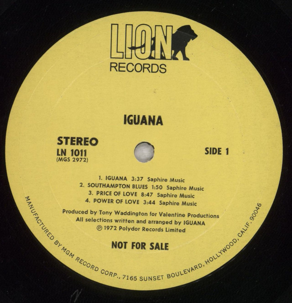 Iguana Iguana - Yellow Promo Label + Opened Shrink US vinyl LP album (LP record) 7X9LPIG841659