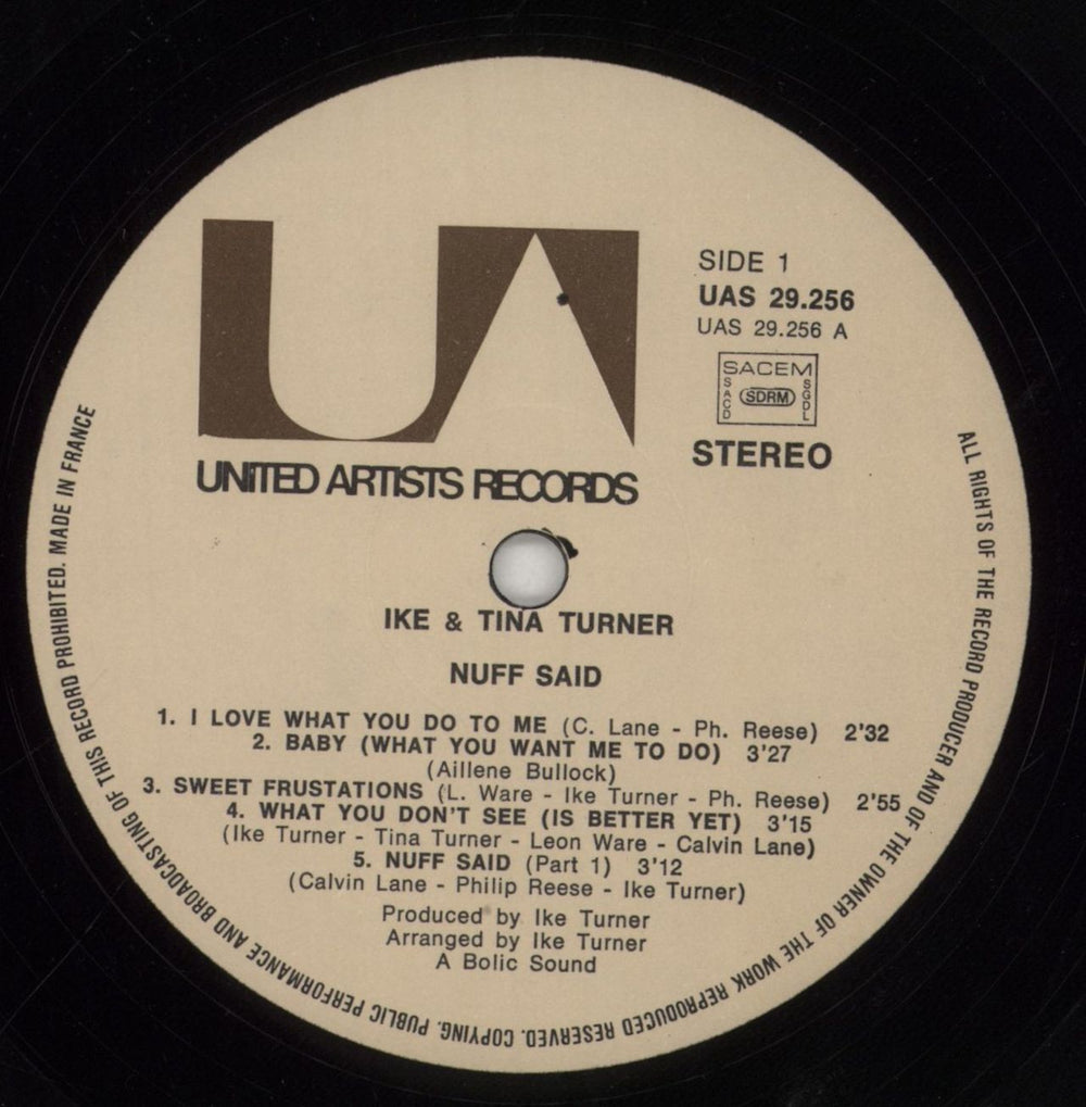 Ike & Tina Turner Nuff Said French vinyl LP album (LP record) I&TLPNU856213