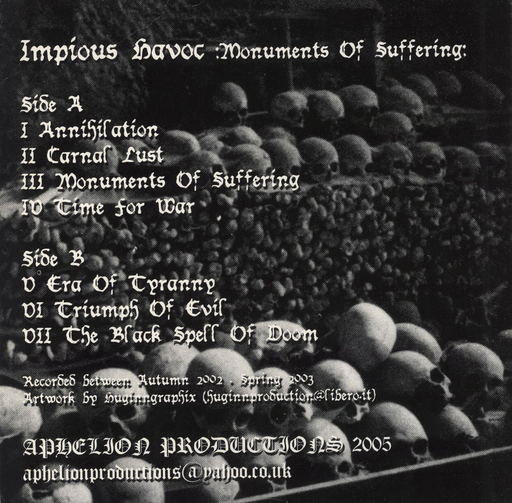 Impious Havoc Monuments Of Suffering UK vinyl LP album (LP record)