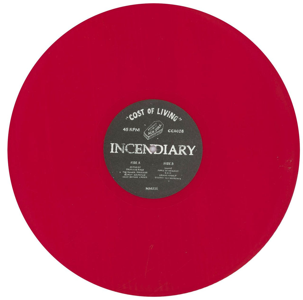 Incendiary Cost of Living - Red Vinyl US vinyl LP album (LP record) 62ELPCO834842