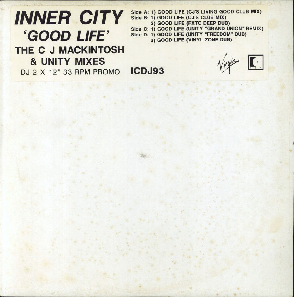 Inner City Good Life [The C J Mackintosh & Unity Remixes] UK Promo 12" vinyl single (12 inch record / Maxi-single) ICDJ93