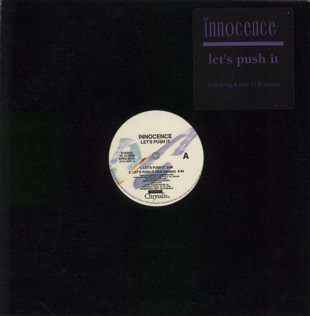 Innocence Let's Push It - Blue Vinyl US Promo 12" vinyl single (12 inch record / Maxi-single) SPRO-23721