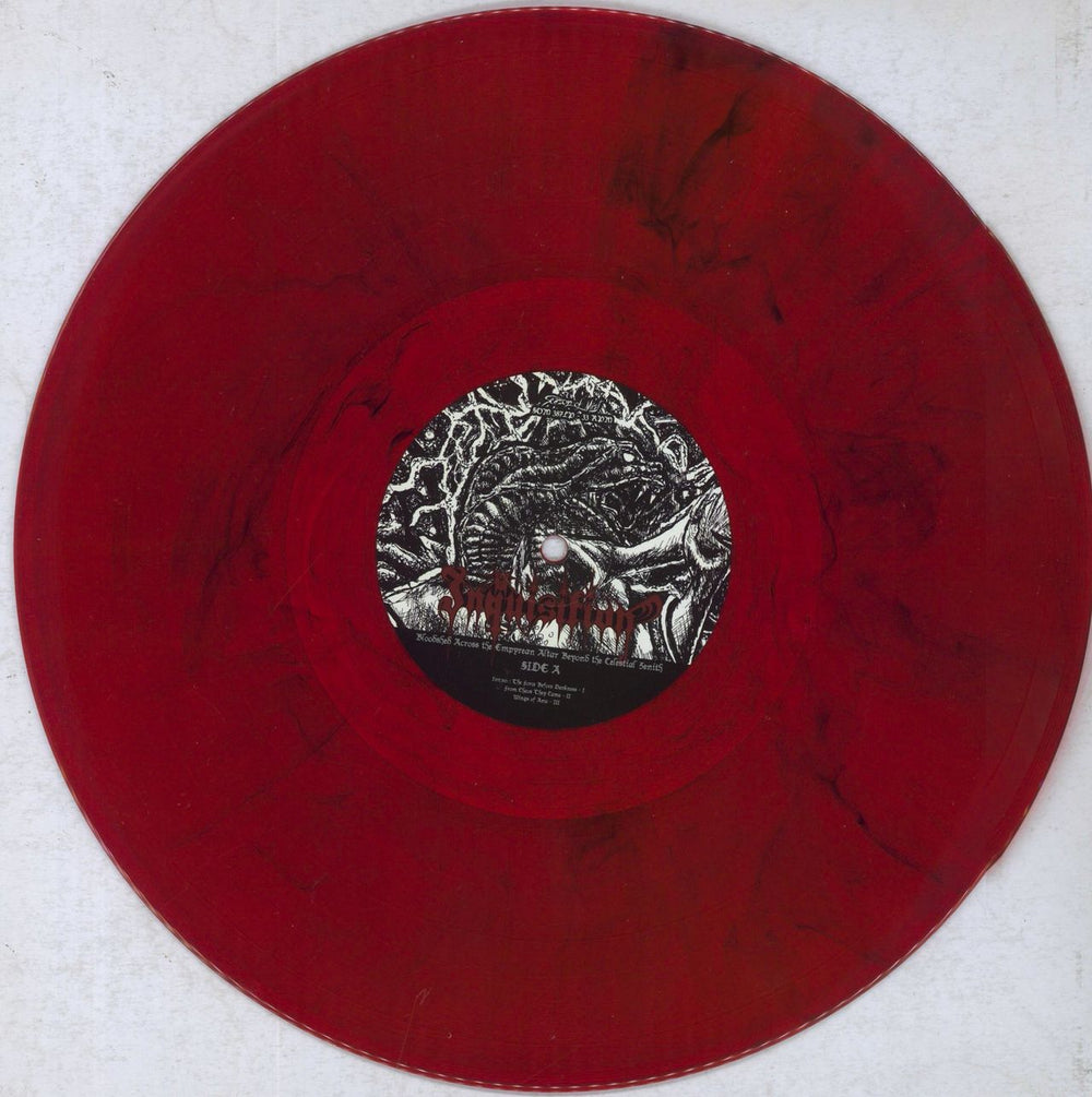 Inquisition Bloodshed Across The Empyrean Altar Beyond The Celestial Zenith - Red with Black Marble Vinyl French 2-LP vinyl record set (Double LP Album) 3YQ2LBL837089