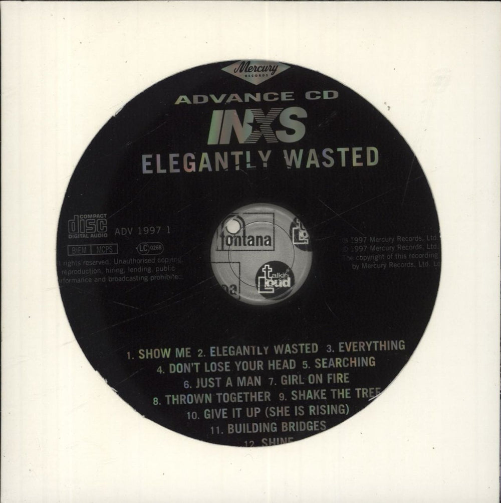 Inxs Elegantly Wasted US Promo CD album (CDLP) ADV1997-1