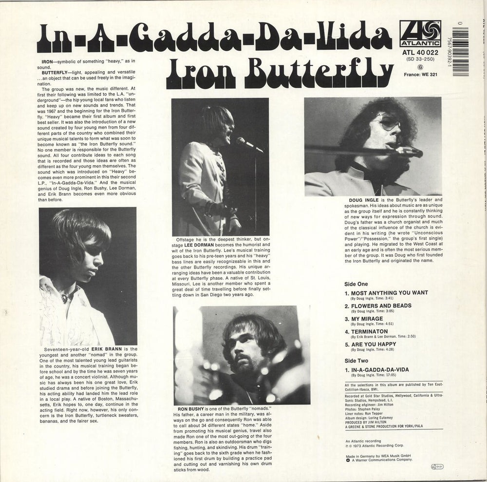 Iron Butterfly In-A-Gadda-Da-Vida German vinyl LP album (LP record) 075679039217