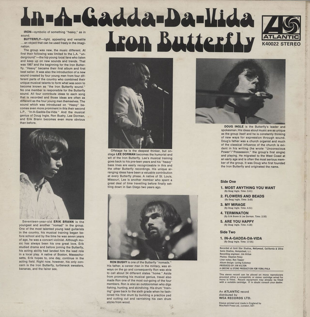 Iron Butterfly In-A-Gadda-Da-Vida UK vinyl LP album (LP record)