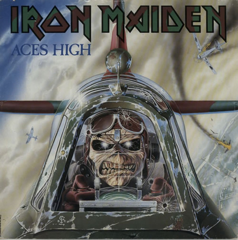 Iron Maiden Aces High + Sleeve - EX UK 12" vinyl single (12 inch record / Maxi-single) 12EMI5502