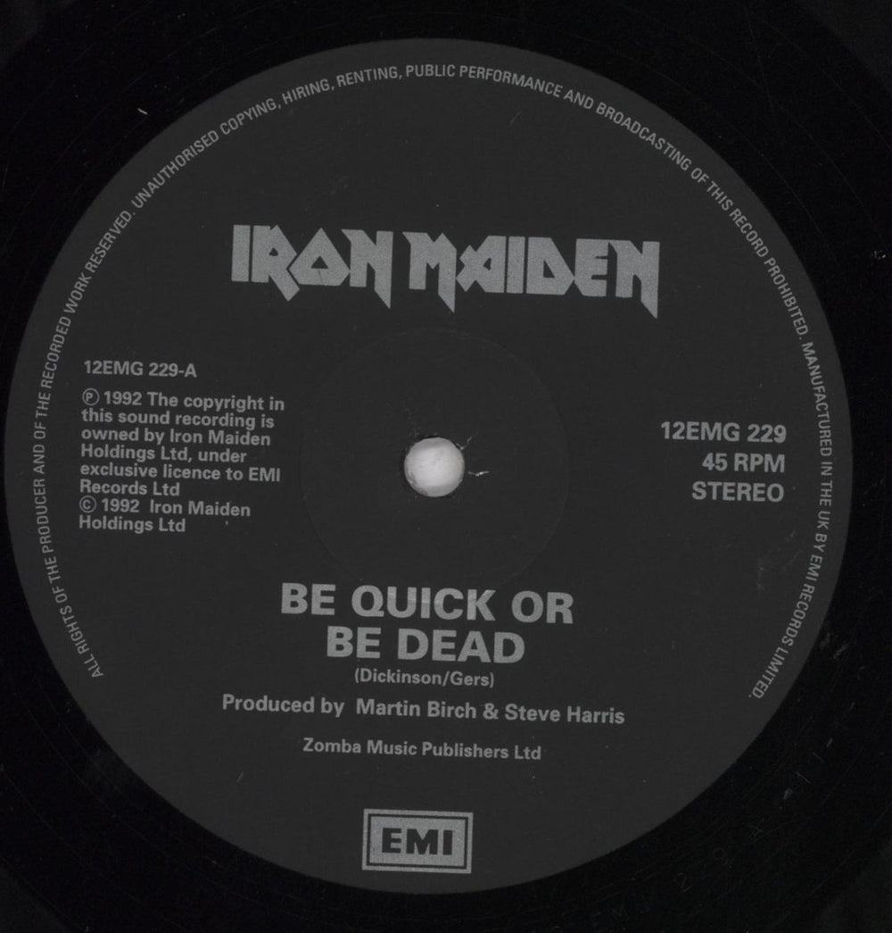 Iron Maiden Be Quick Or Be Dead - Gatefold UK 12" vinyl single (12 inch record / Maxi-single) IRO12BE60857