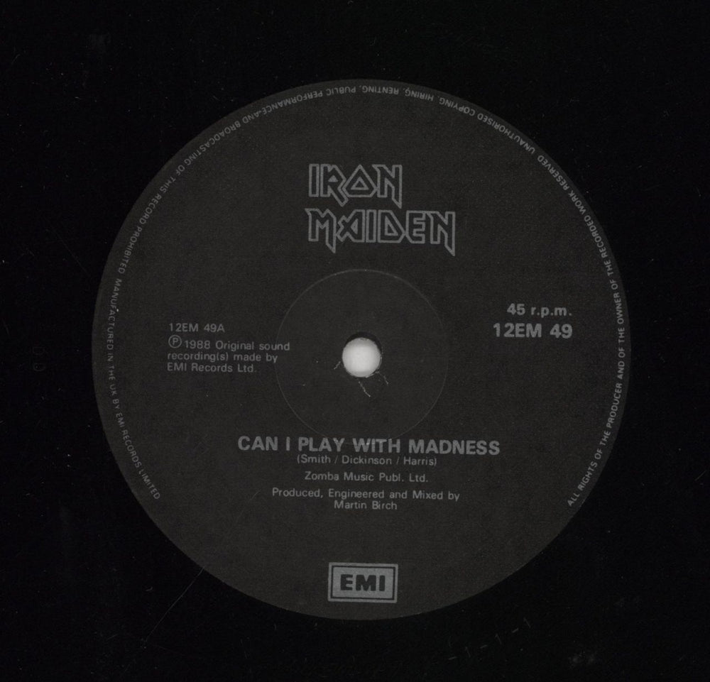 Iron Maiden Can I Play With Madness - Black & Silver label - EX UK 12" vinyl single (12 inch record / Maxi-single) IRO12CA804125