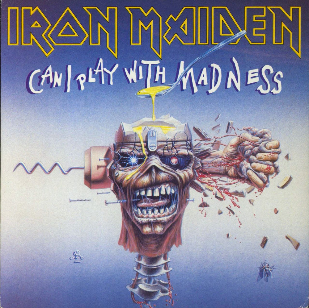 Iron Maiden Can I Play With Madness - Paper Labels UK 7" vinyl single (7 inch record / 45) EM49