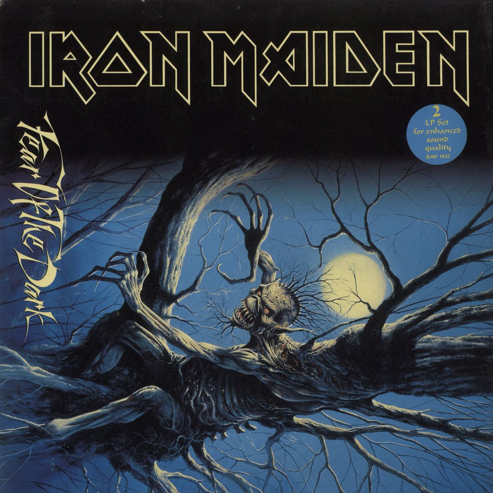 Iron Maiden Fear Of The Dark + Stickered & Insert - VG UK 2-LP vinyl record set (Double LP Album) EMD1032